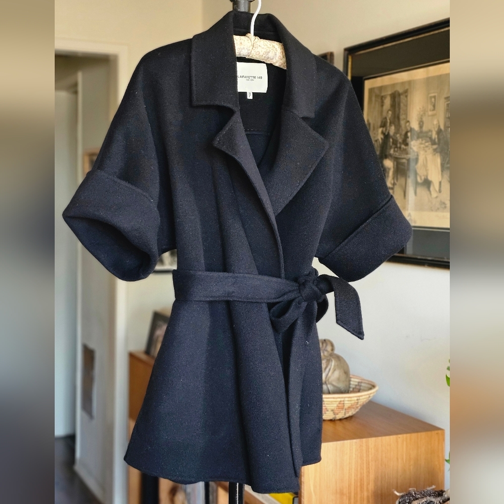 Lafayette 148 New York Wool-Cashmere Double Face Short Sleeve Jacket - Picture 2 of 9